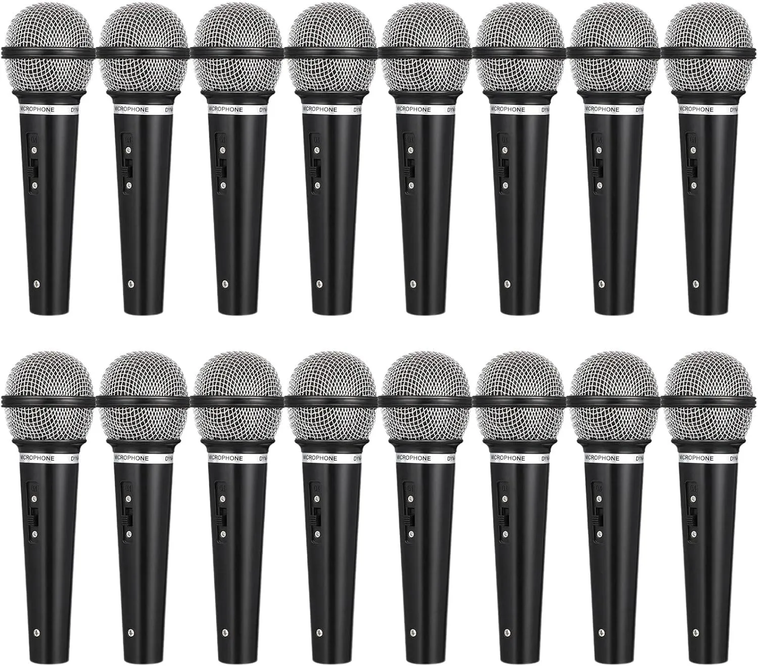 NUOBESTY Fake Microphone for Kids Handheld Microphone Prop Plastic Mics Pretend Toys for Karaoke Costume Prop Halloween Party Favors 16Pcs