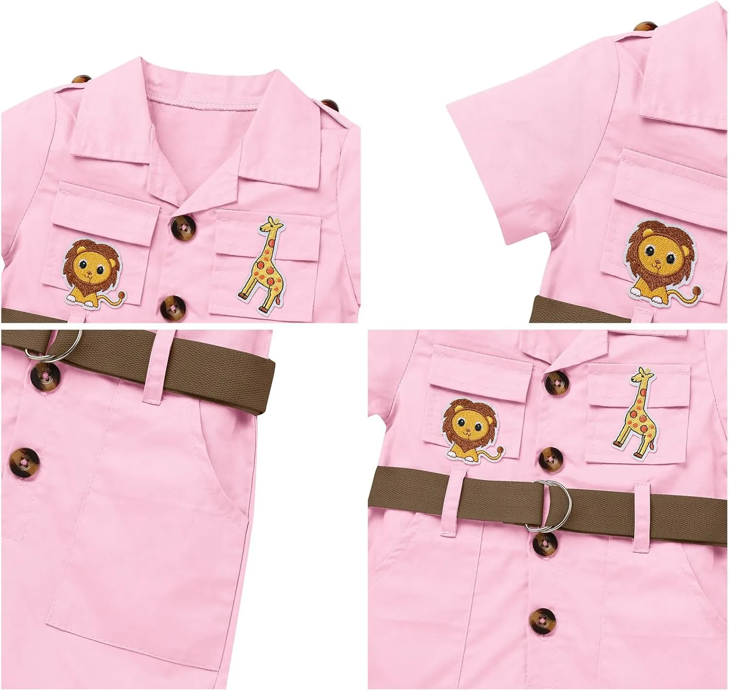 OBEEII Toddler Baby Safari Outfit Short Sleeve Jumpsuit   Hat Explorer Set Wild One Birthday Cake Smash Photoshoot