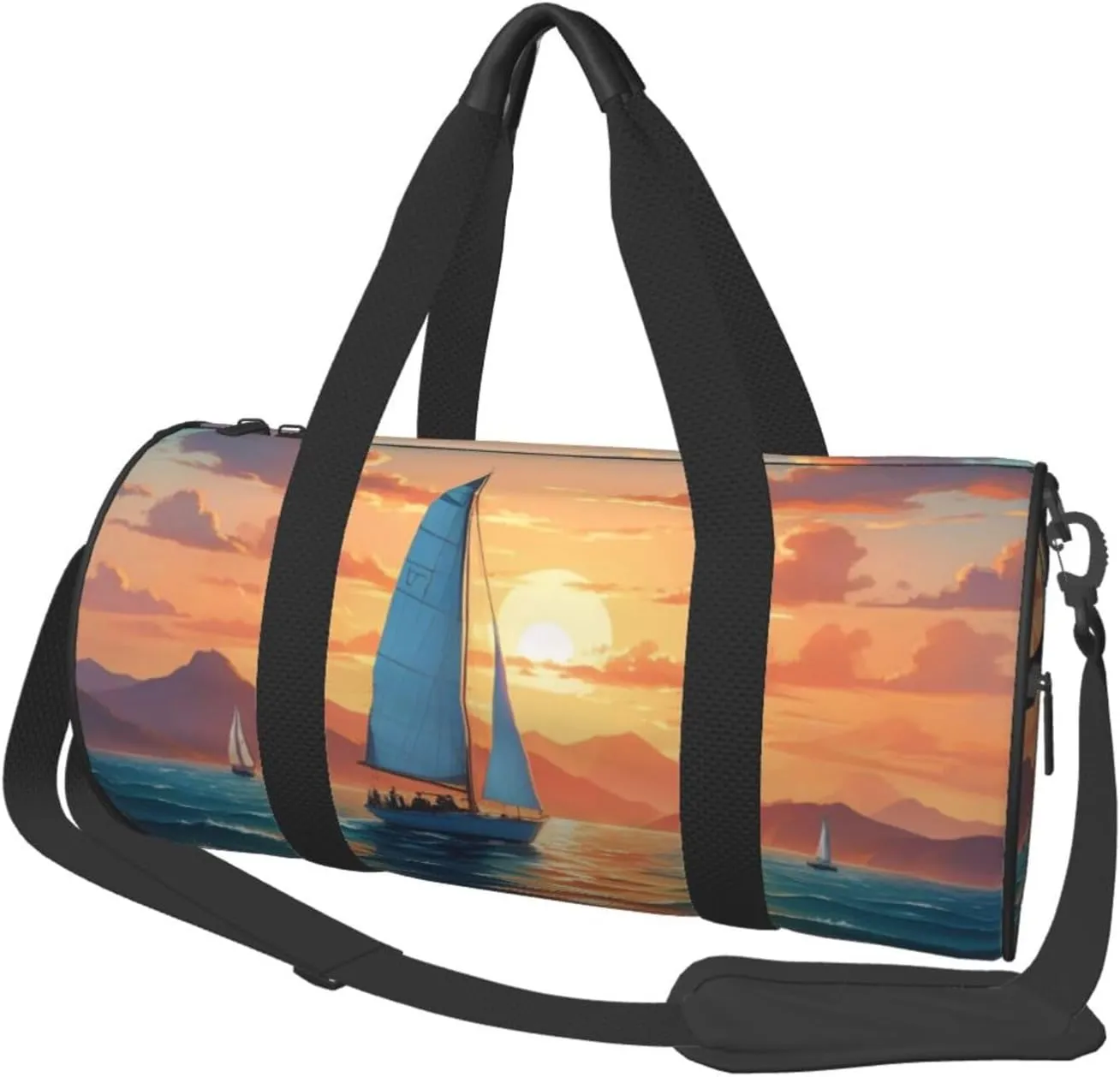 Ocean Sailing Printed Travel Bag,Round Personal Item Storage bag,Foldie Duffel Bag for Traveling Vacation,Fitness,Sports