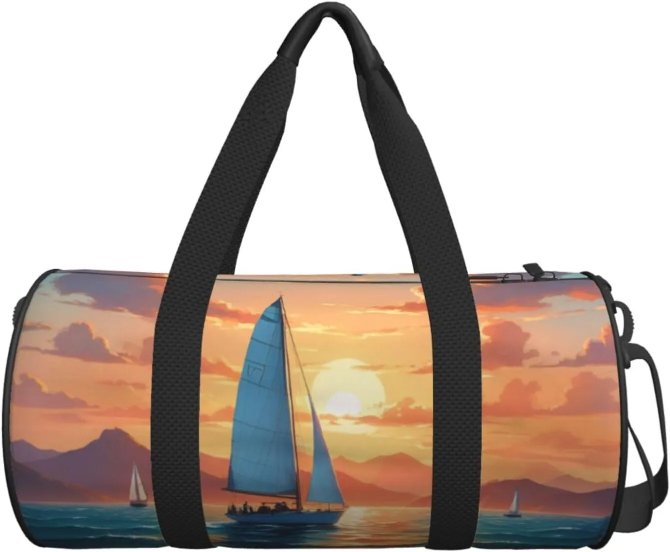 Ocean Sailing Printed Travel Bag,Round Personal Item Storage bag,Foldie Duffel Bag for Traveling Vacation,Fitness,Sports