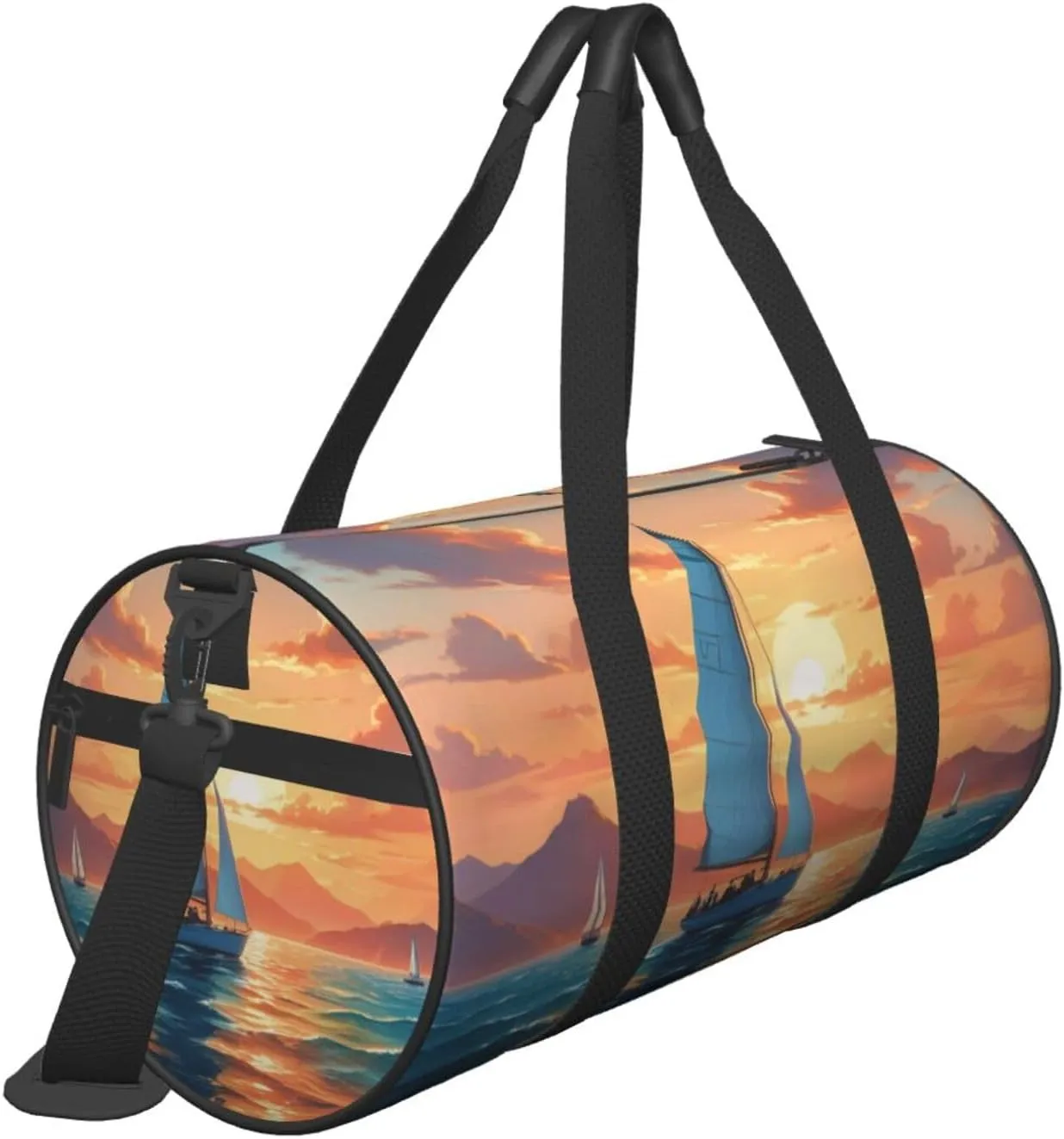Ocean Sailing Printed Travel Bag,Round Personal Item Storage bag,Foldie Duffel Bag for Traveling Vacation,Fitness,Sports