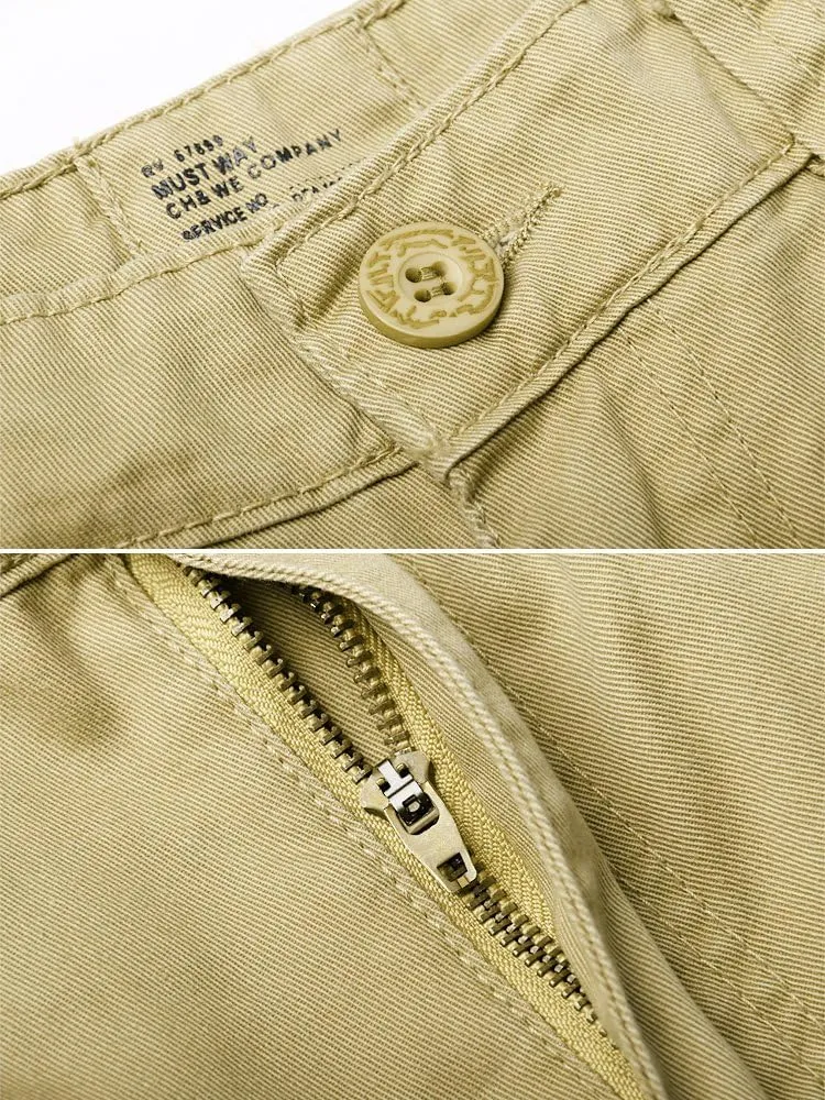 OCHENTA Men's Cotton Casual Cargo Work Pants Baggy Camo Tactical Combat Trousers with 8 Pockets (No Belt)