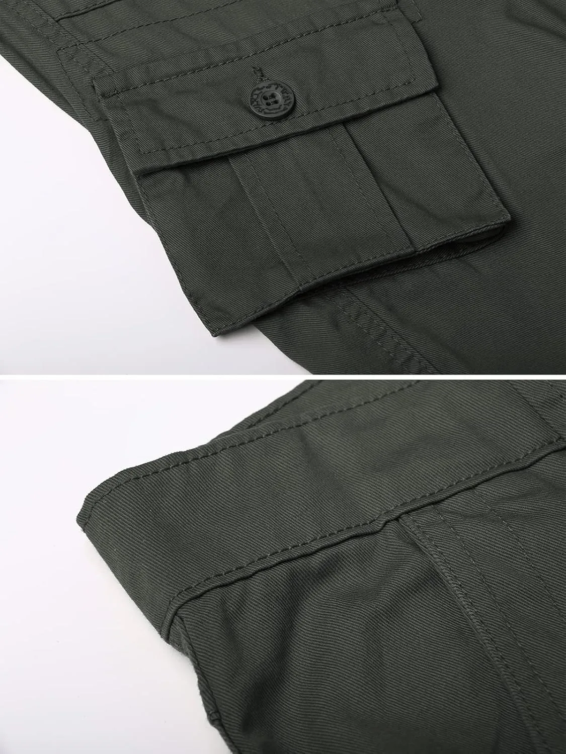 OCHENTA Men's Cotton Casual Cargo Work Pants Baggy Camo Tactical Combat Trousers with 8 Pockets (No Belt)