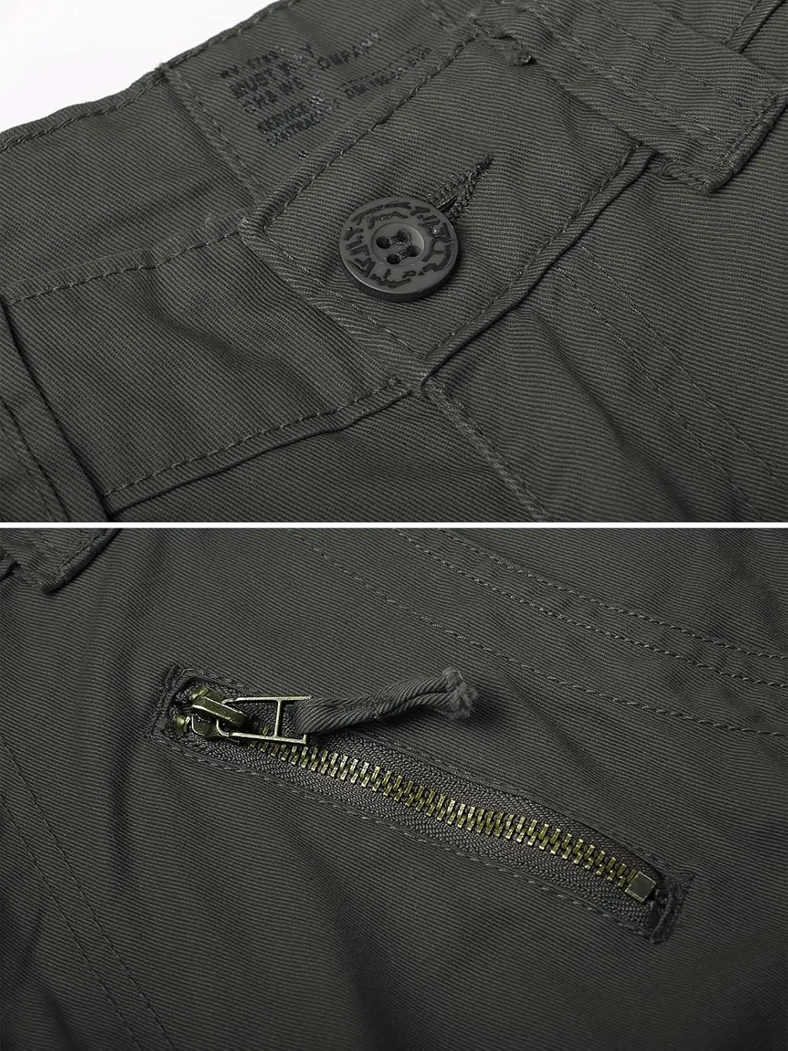 OCHENTA Men's Cotton Casual Cargo Work Pants Baggy Camo Tactical Combat Trousers with 8 Pockets (No Belt)