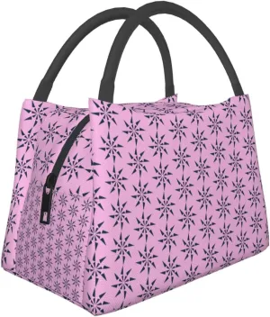 Octagon Windmill Pink Insulated Lunch Bag Large Meal Box Container Portable Foldable Tote Bag Reusable Cooler Sack Leakproof Handbag for Picnic Beach Office Work
