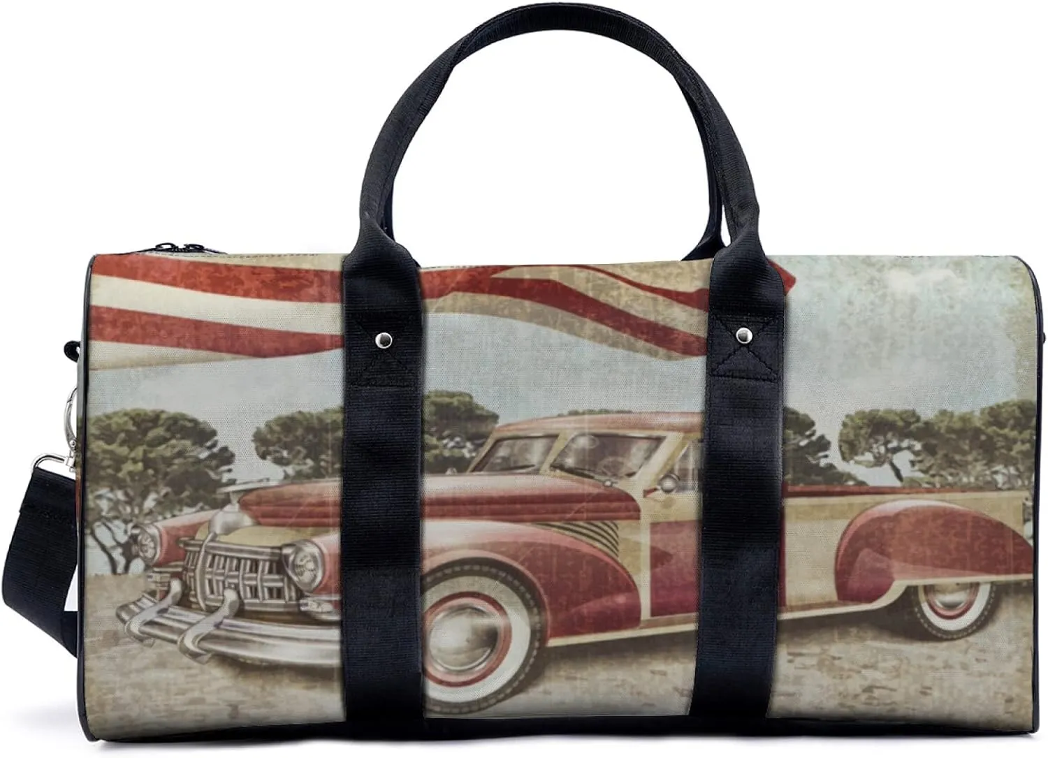 Old American Trucks Travel Luggage Duffel Bag with Adjustable Strap Vogue Sports Bag Lightweight Canvas Gym Tote Bag for Men and Women