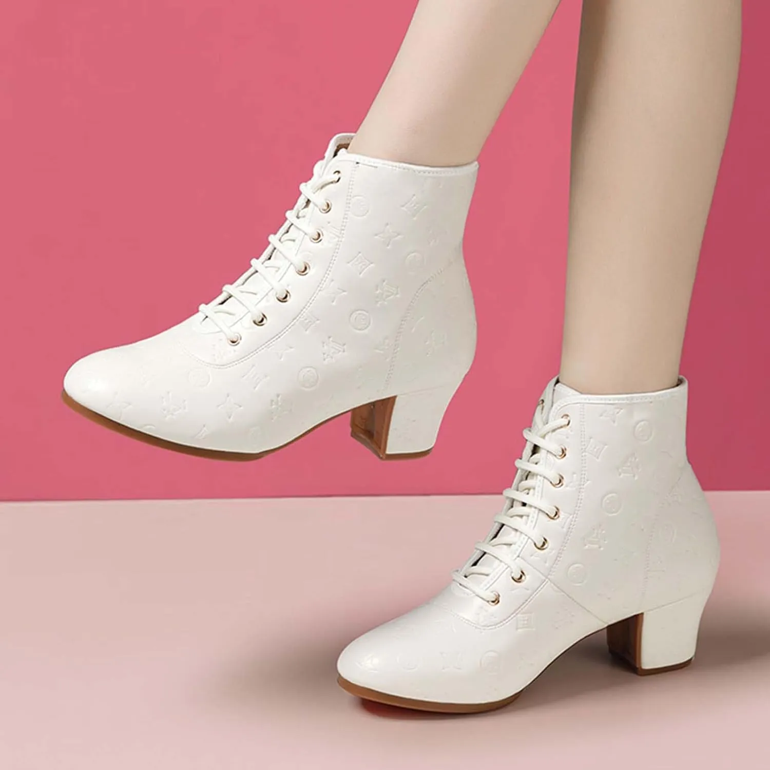 ONAIC Women's Dance Ankle Boots Ballroom Salsa Dance Shoes Performence Practice Party Dance Shoes