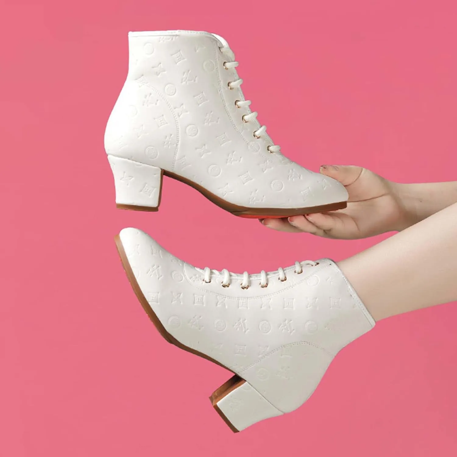 ONAIC Women's Dance Ankle Boots Ballroom Salsa Dance Shoes Performence Practice Party Dance Shoes