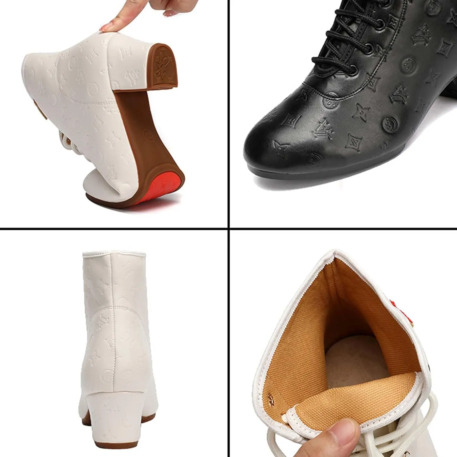 ONAIC Women's Dance Ankle Boots Ballroom Salsa Dance Shoes Performence Practice Party Dance Shoes