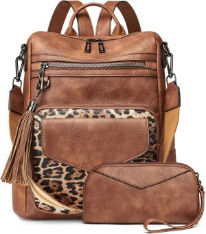 OPAGE Backpack Purse for Women Leather Anti-theft Fashion Designer Travel Backpack Ladies Shoulder Bags With Wristlet