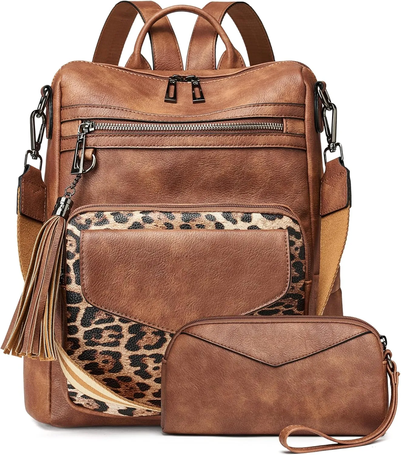 OPAGE Backpack Purse for Women Leather Anti-theft Fashion Designer Travel Backpack Ladies Shoulder Bags With Wristlet