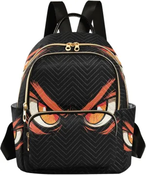 Orange Anger Eyes Small Backpack for Women Fashion Backpack Purse Lightweight Casual Daypack Back Pack Travel Bag, S