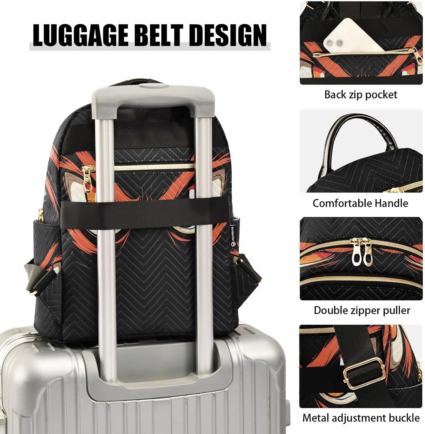 Orange Anger Eyes Small Backpack for Women Fashion Backpack Purse Lightweight Casual Daypack Back Pack Travel Bag, S