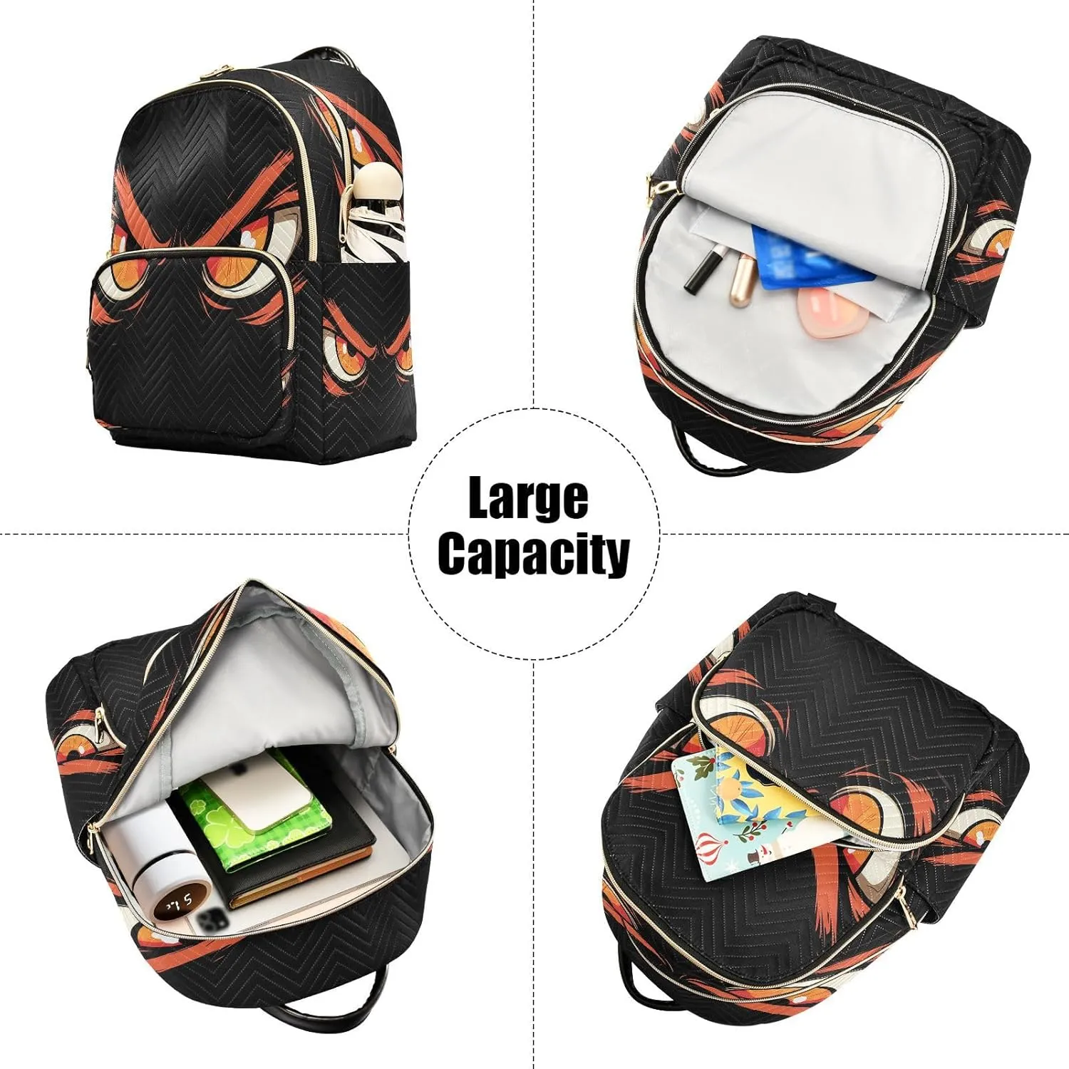 Orange Anger Eyes Small Backpack for Women Fashion Backpack Purse Lightweight Casual Daypack Back Pack Travel Bag, S