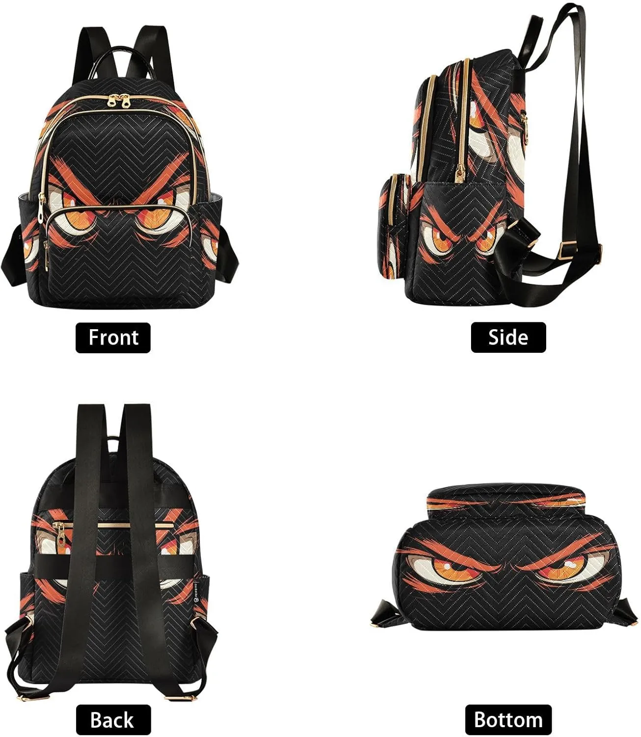 Orange Anger Eyes Small Backpack for Women Fashion Backpack Purse Lightweight Casual Daypack Back Pack Travel Bag, S