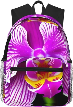 Orchid Flower College Backpack For Women Men,Lightweight Travel Bag Backpack With Pockets