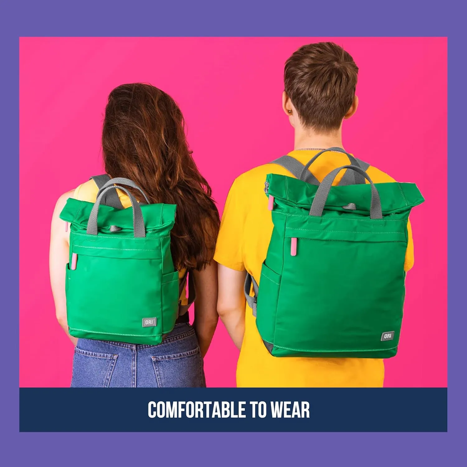 ORI LONDON Rolltop Backpack - Large Travel Backpack with Lots of Pockets for Men & Women - The Finchley, Airforce
