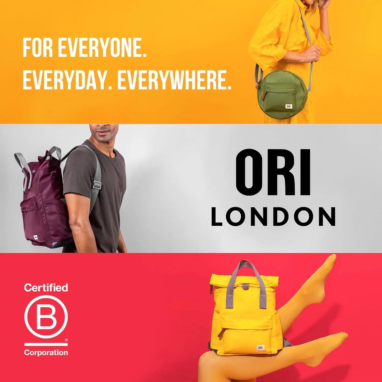 ORI LONDON Rolltop Backpack - Large Travel Backpack with Lots of Pockets for Men & Women - The Finchley, Airforce