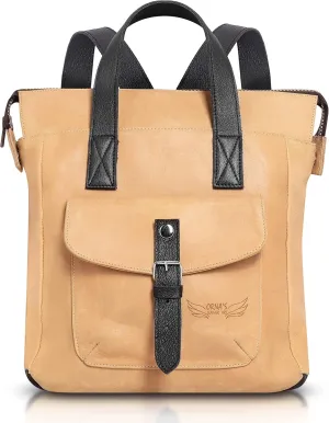 ORNA'S LEATHER ART | Mini SWAN Everyday leather backpack for Women. Practical, Stylish and Spacious Women’s Bag. Real Leather in A Chic Backpack And Contemporary Design (Sand)
