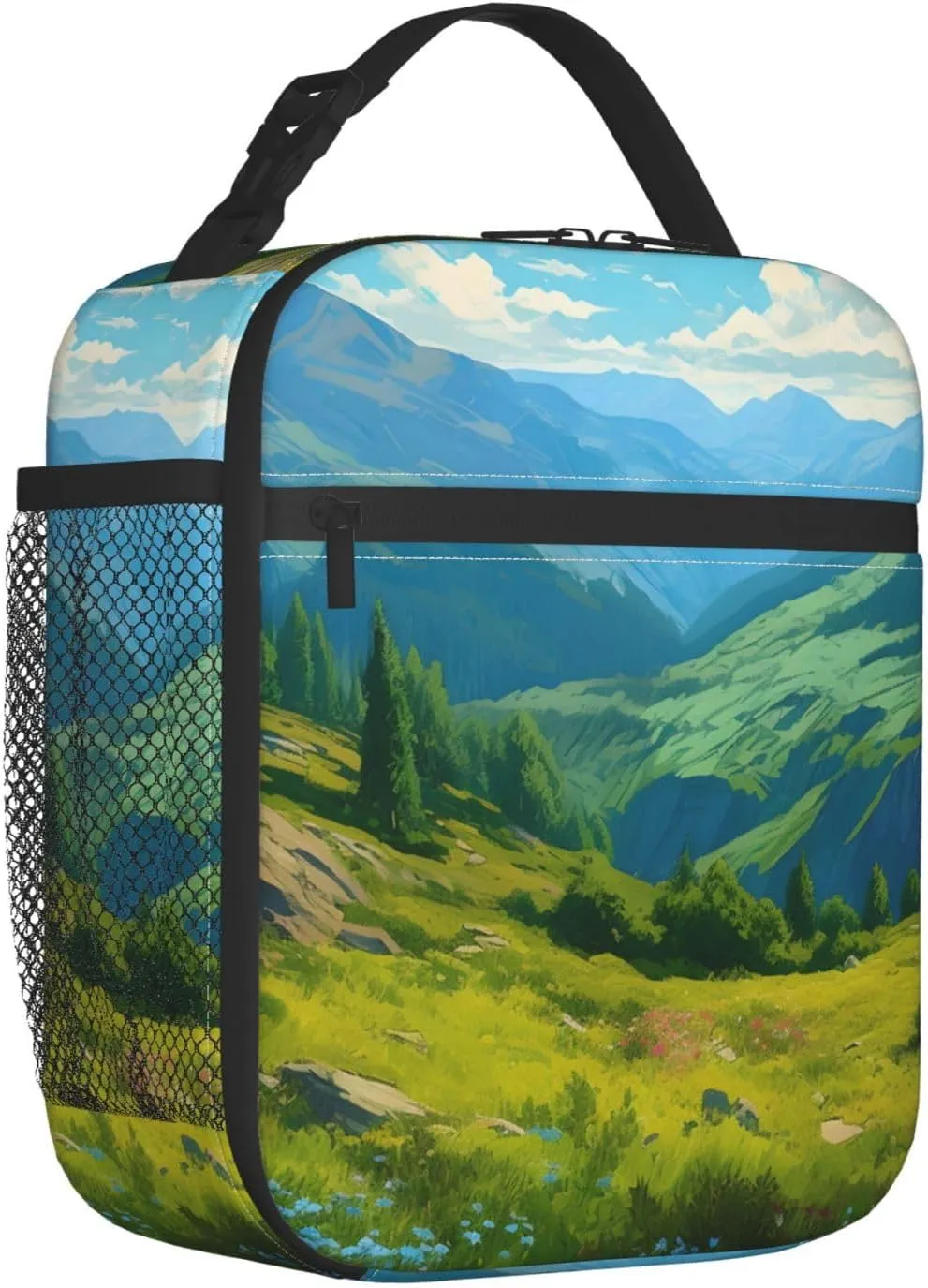 OSAM SPACE Insulated Lunch Bag for Adults Reusable Lunch Box Portable Cooler Tote Bag Large Lunch Container for Work Picnic (Grassland Forest)