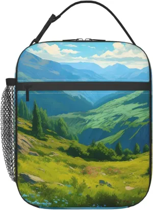 OSAM SPACE Insulated Lunch Bag for Adults Reusable Lunch Box Portable Cooler Tote Bag Large Lunch Container for Work Picnic (Grassland Forest)