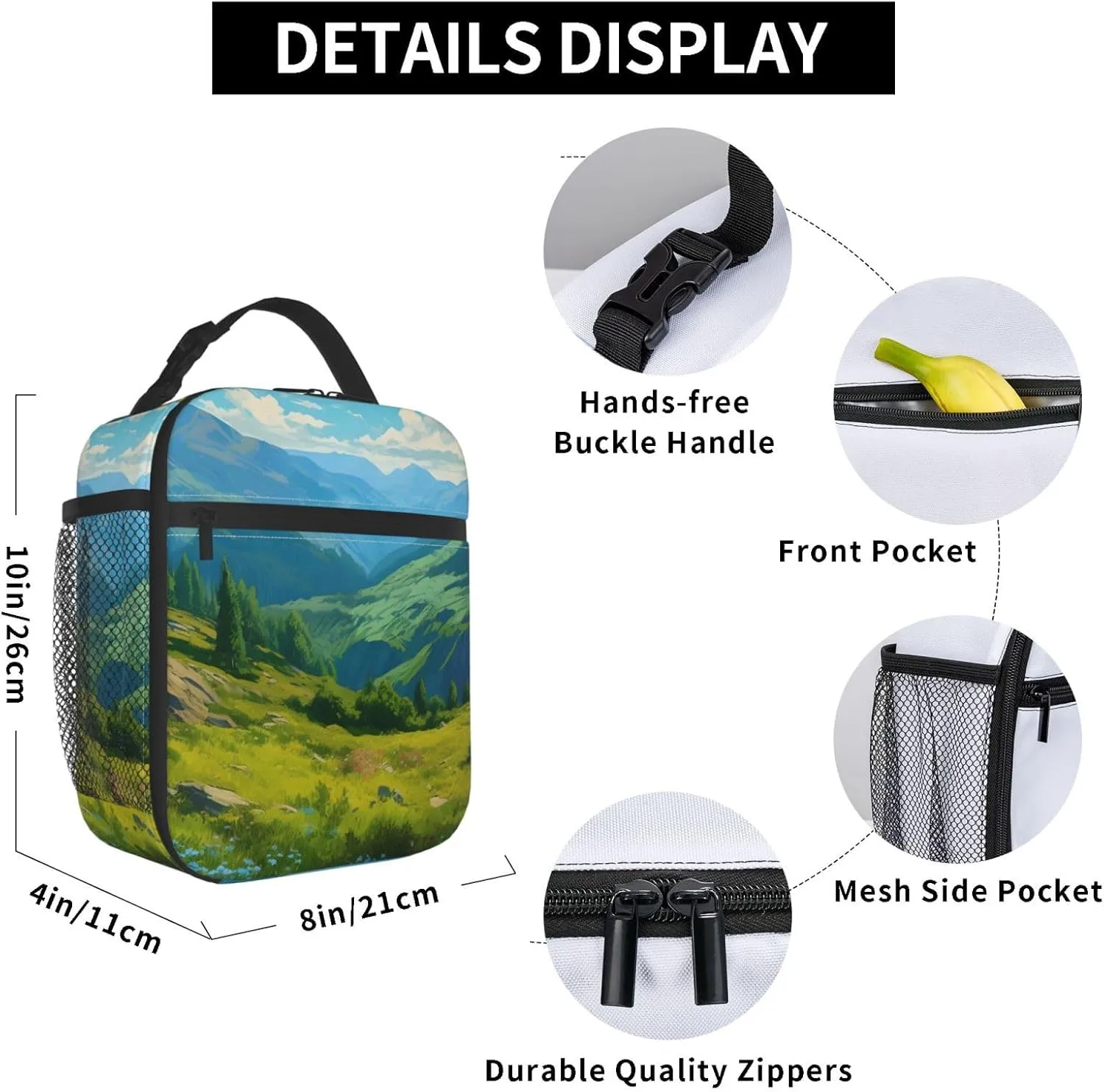OSAM SPACE Insulated Lunch Bag for Adults Reusable Lunch Box Portable Cooler Tote Bag Large Lunch Container for Work Picnic (Grassland Forest)