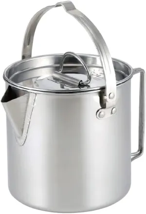 Outdoor Stainless Steel Kettle Folding Handle Camping Hung Pot Portable Coffee Pot Picnic Cooker 1.2L Teapot Cooking Accessory