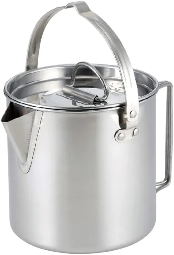 Outdoor Stainless Steel Kettle Folding Handle Camping Hung Pot Portable Coffee Pot Picnic Cooker 1.2L Teapot Cooking Accessory