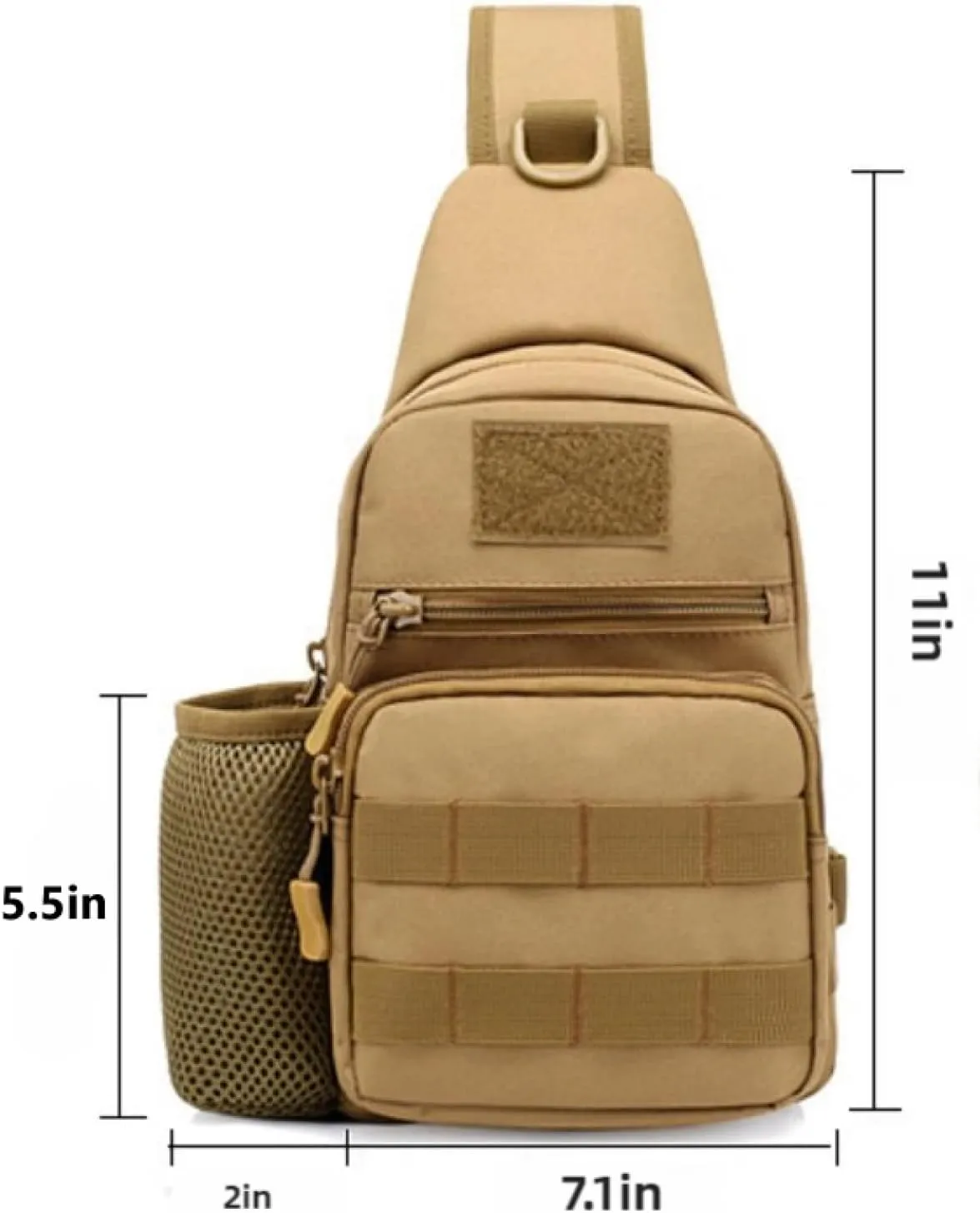 Outdoor Tactical Sling Bag MOLLE Chest Shoulder Backpack for Cycling, Fishing, Hiking EDC Crossbody Bag with Water Bottle Holder Pouch（Mandarin Black Python）
