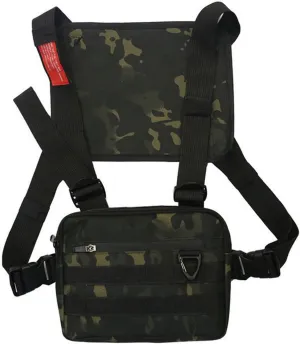 Outdoor Water Resistant Chest Bag For Men, Tactical EDC Chest Pack With Built-In Phone Holder, Lightweight Utility Chest Rig Pouch For Workouts, Running, Cycling, Hiking (Olive green)