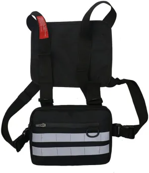 Outdoor Water Resistant Chest Bag For Men, Tactical EDC Chest Pack With Built-In Phone Holder, Lightweight Utility Chest Rig Pouch For Workouts, Running, Cycling, Hiking(Reflective stripes)