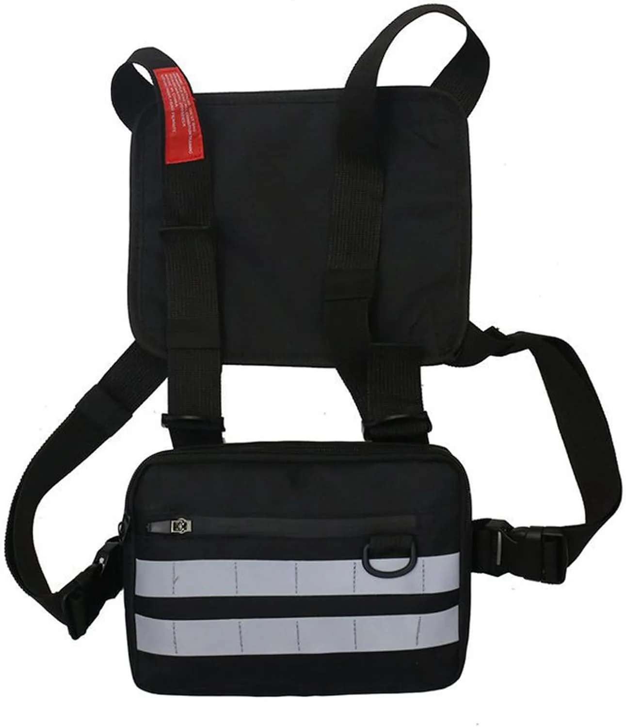 Outdoor Water Resistant Chest Bag For Men, Tactical EDC Chest Pack With Built-In Phone Holder, Lightweight Utility Chest Rig Pouch For Workouts, Running, Cycling, Hiking(Reflective stripes)