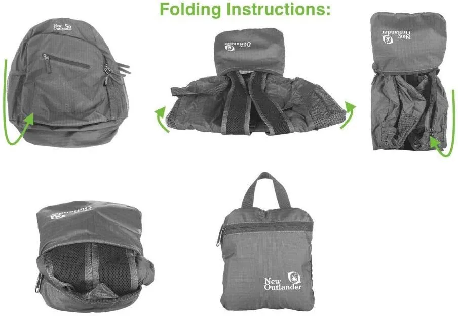 Outlander Packable Handy Lightweight Travel Hiking Backpack Daypack-Grey-L
