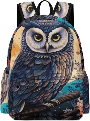 Owe Flower Full Moon Cute Backpack Causal Daypack Travel Laptop Backpack Funny Print for Men Women 12 X 5.9 X 16.5 Inch