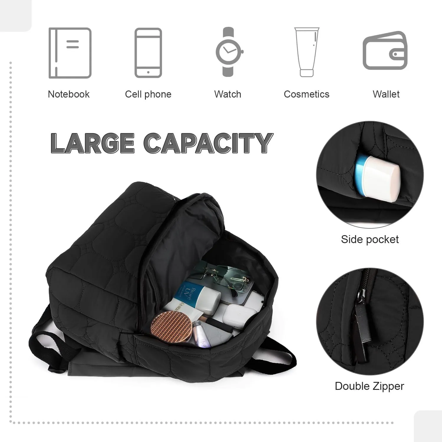 Oweisong Quilted Puffer Backpack for Women Small Lightweight Puffy Daypack Casual Travel Designer Bag for Ladies