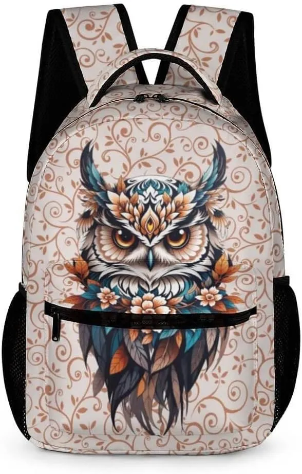 Owl School Backpack for Kids Girls Boys, 16 Inch Cute Owls Themed Bookbag, Personality School Backpack for Students Children, Lightweight, Large Capacity