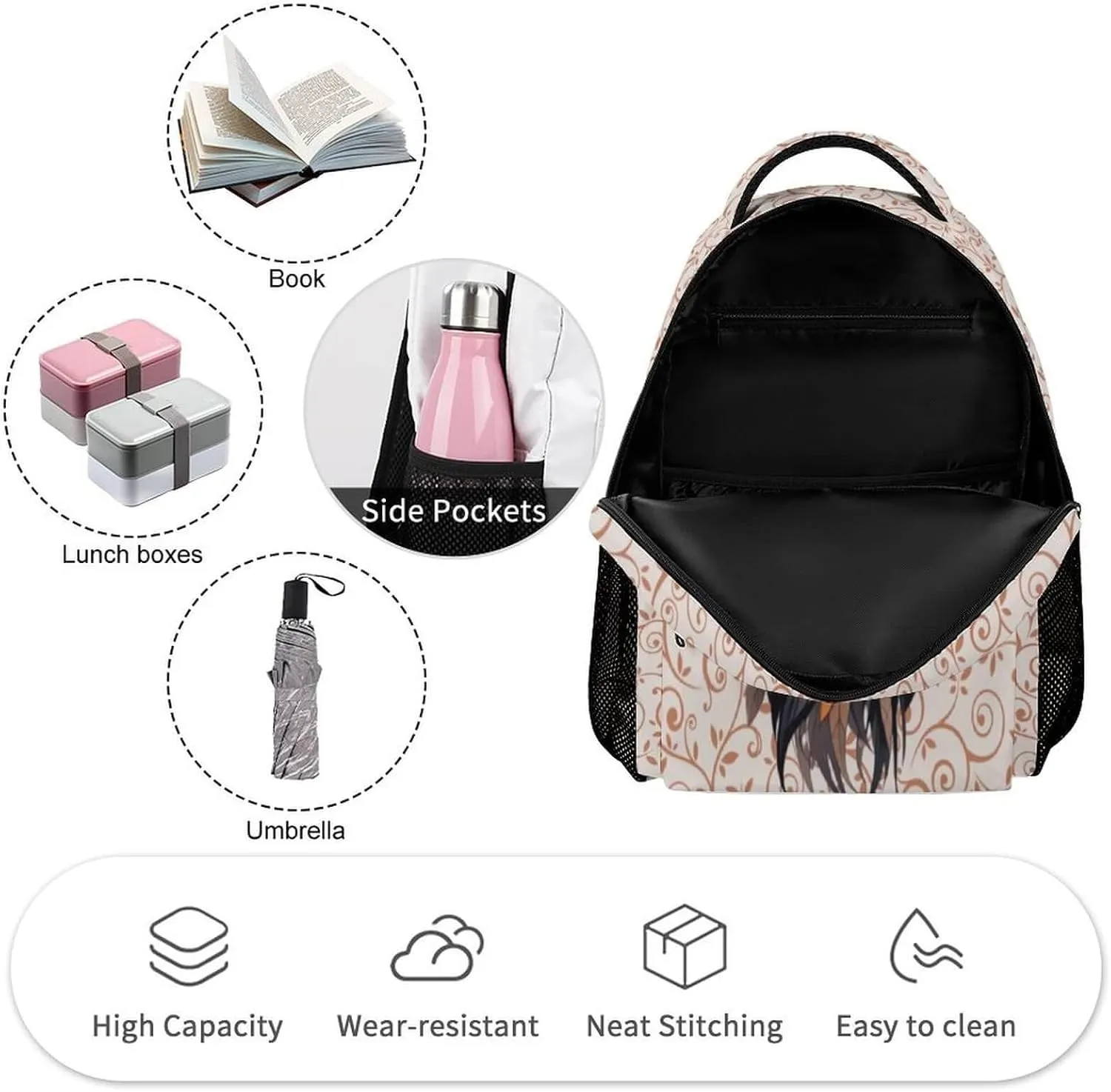 Owl School Backpack for Kids Girls Boys, 16 Inch Cute Owls Themed Bookbag, Personality School Backpack for Students Children, Lightweight, Large Capacity