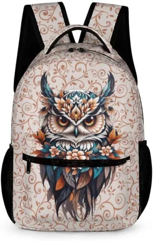 Owl School Backpack for Kids Girls Boys, 16 Inch Cute Owls Themed Bookbag, Personality School Backpack for Students Children, Lightweight, Large Capacity