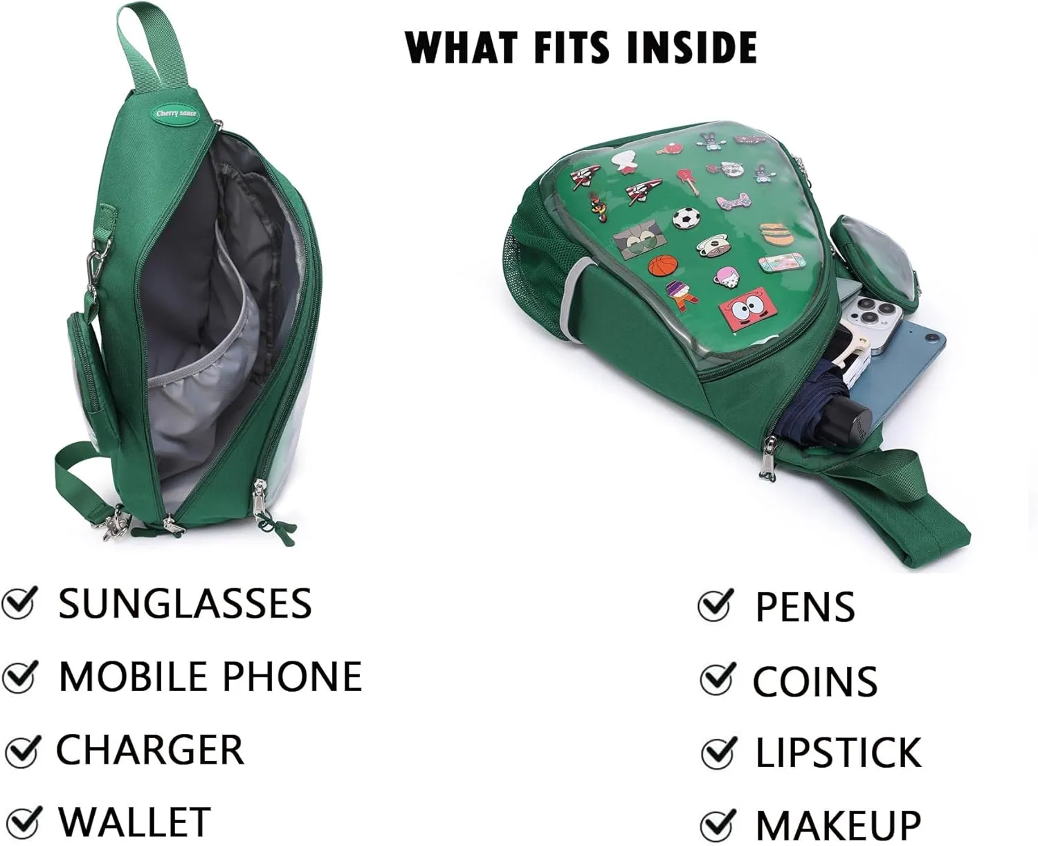 Oxford Ita Bag Kawaii Pin Display Chest Pack Single Shoulder Bag Sport Backpack Hiking Daypack, Medium