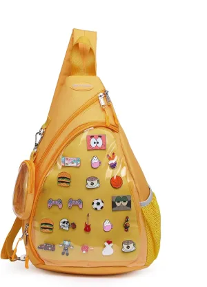 Oxford Ita Bag Kawaii Pin Display Chest Pack Single Shoulder Bag Sport Backpack Hiking Daypack, Medium