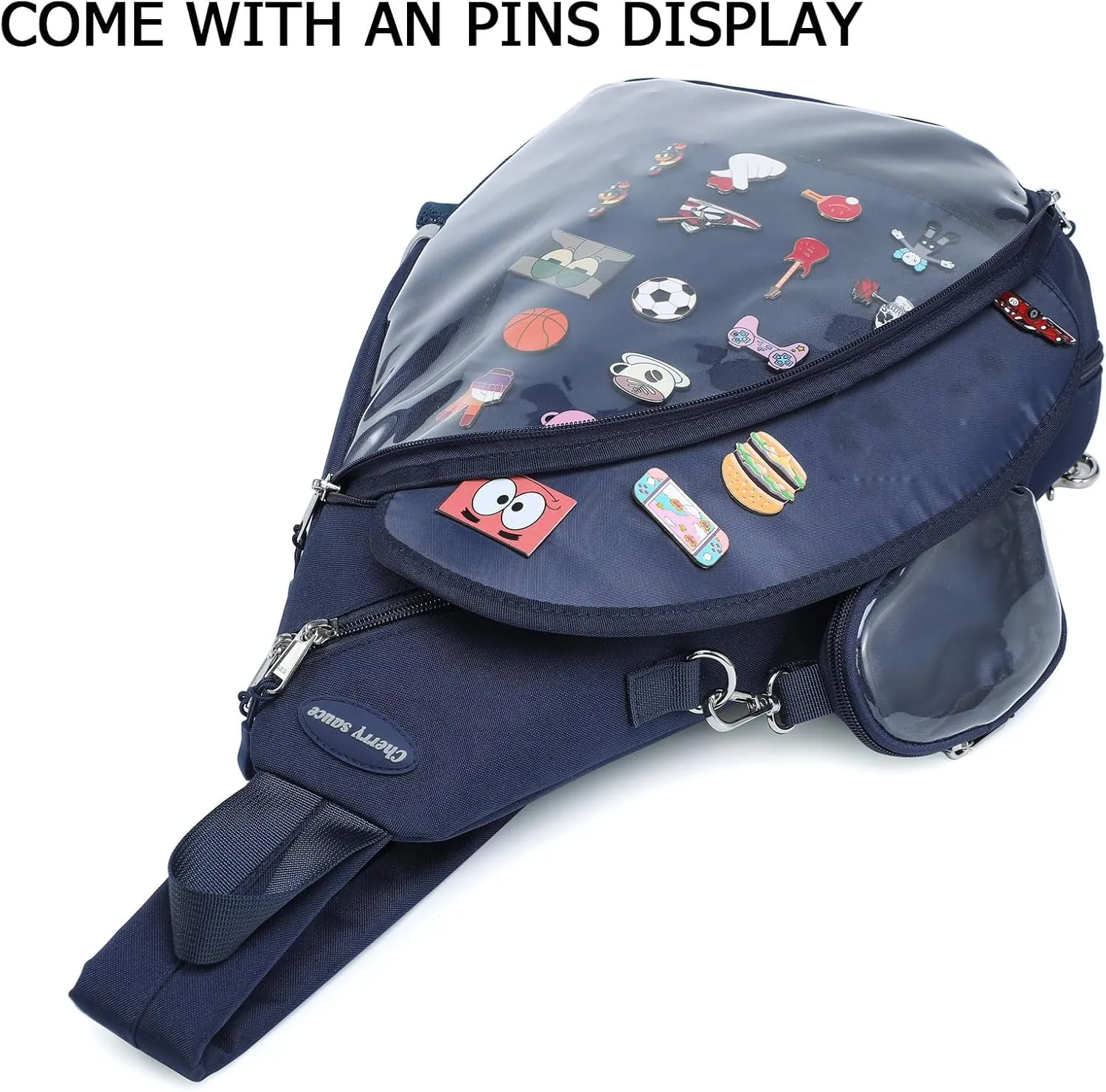 Oxford Ita Bag Kawaii Pin Display Chest Pack Single Shoulder Bag Sport Backpack Hiking Daypack, Medium