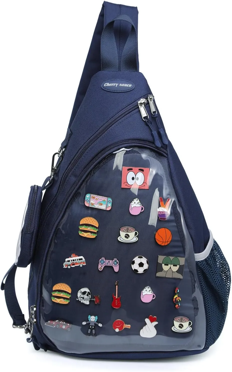 Oxford Ita Bag Kawaii Pin Display Chest Pack Single Shoulder Bag Sport Backpack Hiking Daypack, Medium