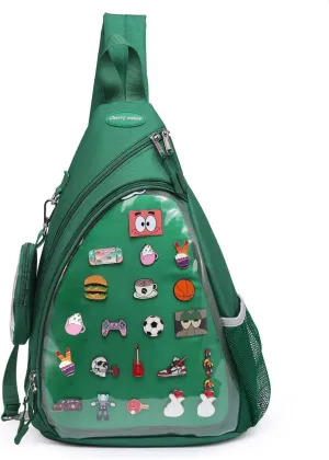 Oxford Ita Bag Kawaii Pin Display Chest Pack Single Shoulder Bag Sport Backpack Hiking Daypack, Medium