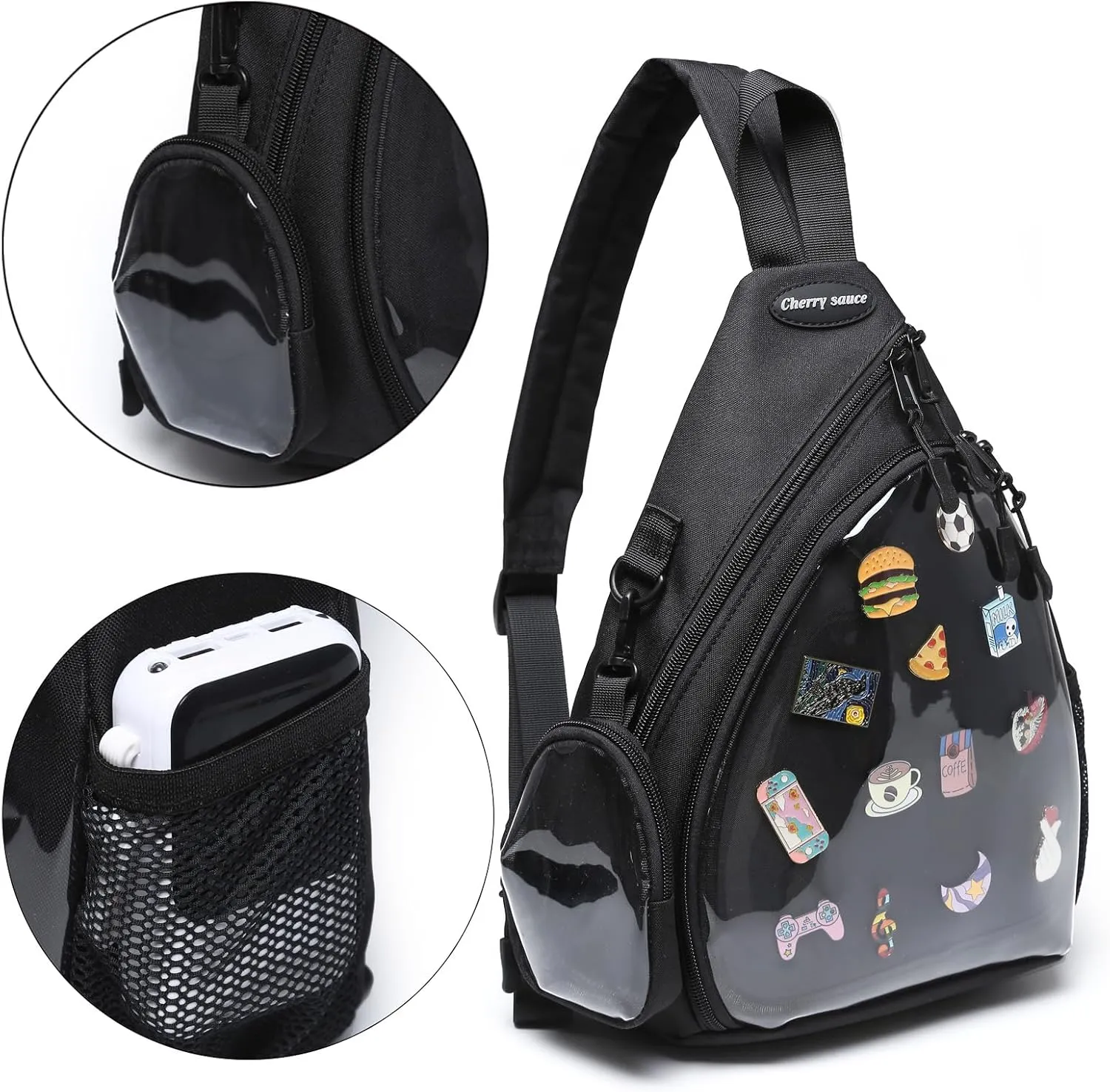 Oxford Ita Bag Kawaii Pin Display Chest Pack Single Shoulder Bag Sport Backpack Hiking Daypack, Small