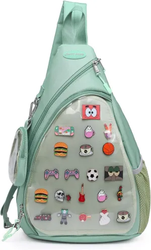 Oxford Ita Bag Kawaii Pin Display Chest Pack Single Shoulder Bag Sport Backpack Hiking Daypack