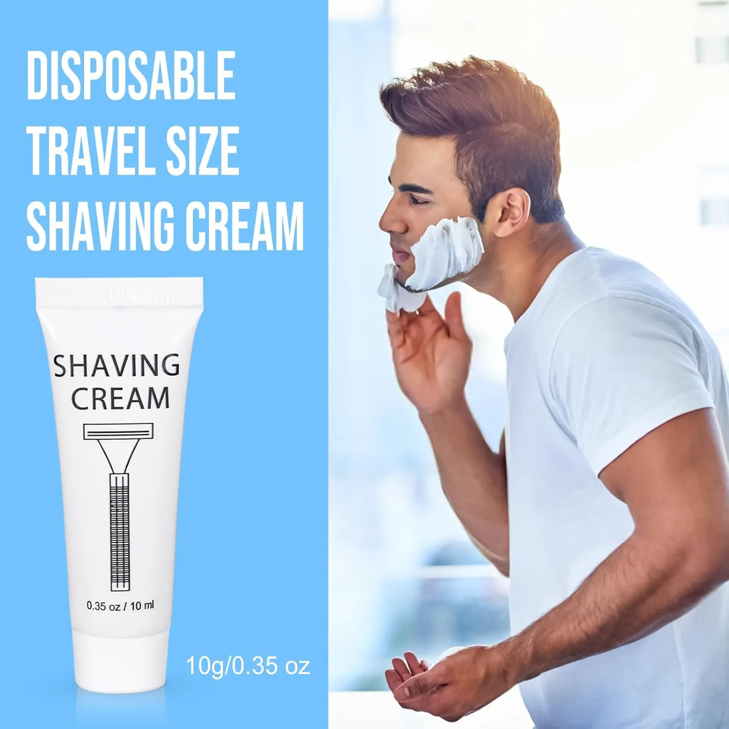 Pack of 150 Disposable Shaving Cream Bulk, Individually Wrapped, 10g/0.35 oz, Travel Size Hotel Toiletries Amenities