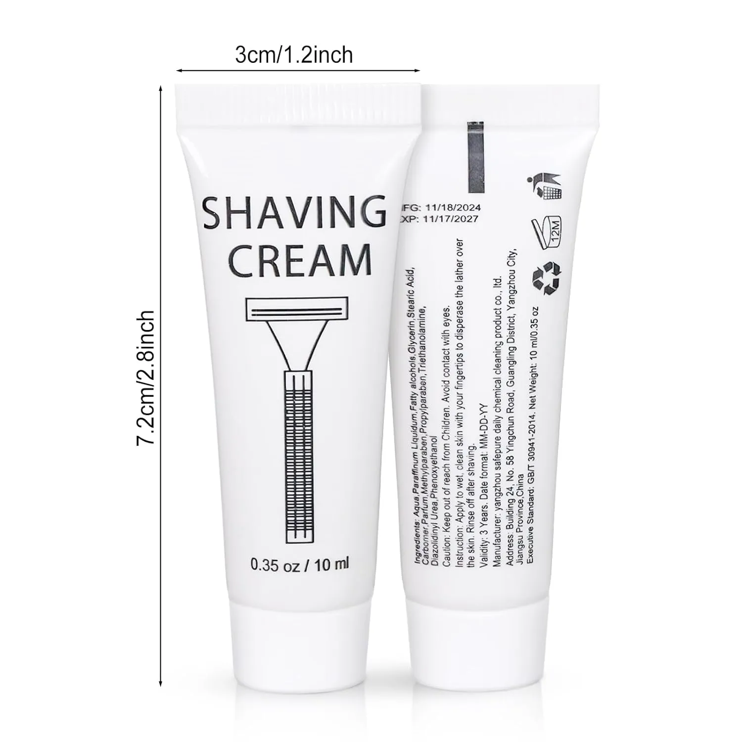 Pack of 150 Disposable Shaving Cream Bulk, Individually Wrapped, 10g/0.35 oz, Travel Size Hotel Toiletries Amenities