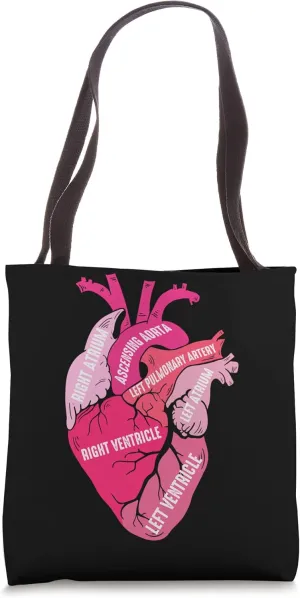 Parts Of Heart Cardiology Men Women Anatomical Cardiac Tote Bag