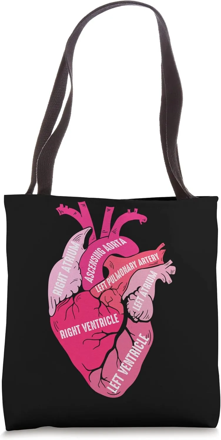 Parts Of Heart Cardiology Men Women Anatomical Cardiac Tote Bag