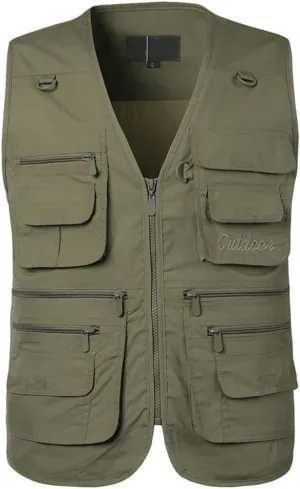 PASOK Men's Work Fishing Vests Lightweight Safari Travel Hunting Waistcoat With Multi-Pockets